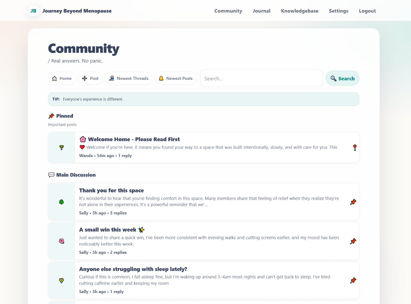 Journey Beyond Menopause also comes with your own private journal because journalling can help too.
